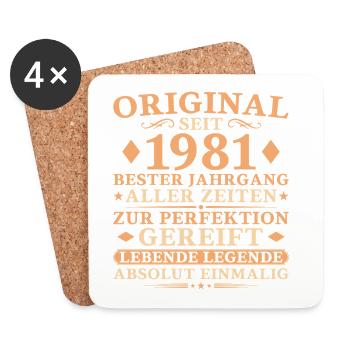 Bester Jahrgang 1981 – 45. Geburtstag Geschenk - Untersetzer (4er-Set) - Weiß - Vorne