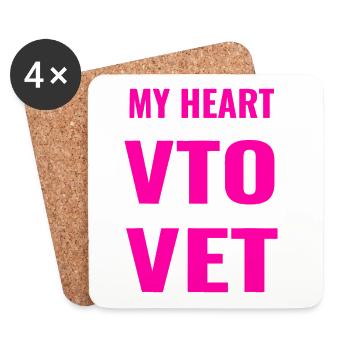 Herz sagt VTO, Rechnungen sagen Tierarzt - Untersetzer (4er-Set) - Weiß - Vorne