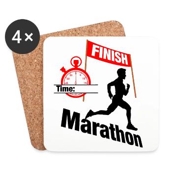 Marathon-Läuferzeit – Zielrekord - Untersetzer (4er-Set) - Weiß - Vorne