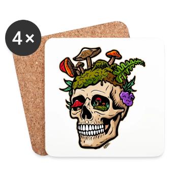 Mushroom Skull Garden Pop Art - Coasters (set of 4) - white - Front
