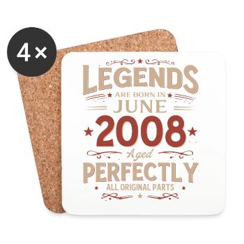 18e anniversaire cadeau Légende du millésime juin 2008 - Dessous de verre (lot de 4) - blanc - Devant