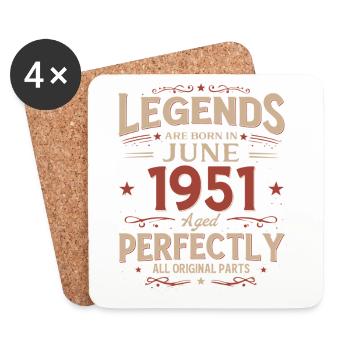 Légende du 75e anniversaire June Née en 1951 - Dessous de verre (lot de 4) - blanc - Devant