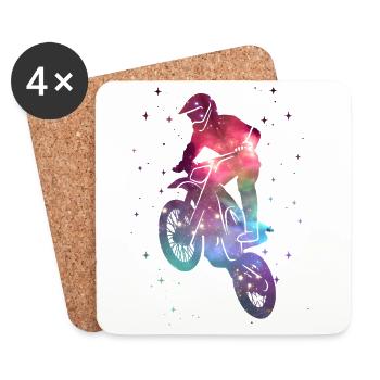 Motocross Dirt Bike Dirt Bike Space Kids - Dessous de verre (lot de 4) - blanc - Devant