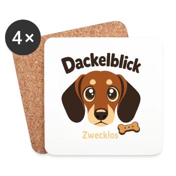Dackelblick Zwecklos Funny Dachshund Mama Saying - Untersetzer (4er-Set) - Weiß - Vorne