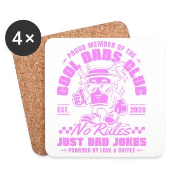 Club des papas cool Fête des pères 2026 cadeau - Dessous de verre (lot de 4) - blanc - Devant
