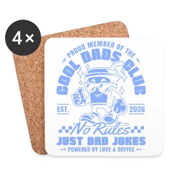 Club des Papas Cool - Fête des Pères Cadeaux 2026 - Dessous de verre (lot de 4) - blanc - Devant
