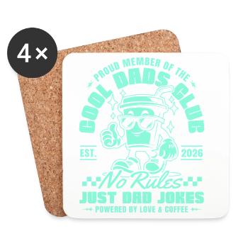 Club des Papas Cool - Fête des Pères Cadeaux 2026 - Dessous de verre (lot de 4) - blanc - Devant