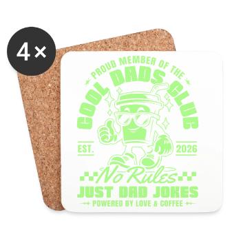 Club des Papas Cool - Fête des Pères Cadeaux 2026 - Dessous de verre (lot de 4) - blanc - Devant