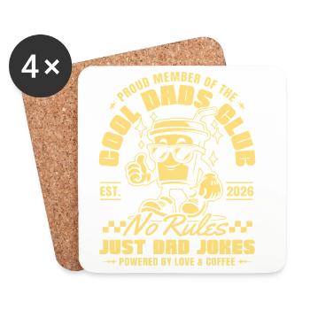 Club des Papas Cool - Fête des Pères Cadeaux 2026 - Dessous de verre (lot de 4) - blanc - Devant