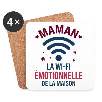 Maman La Wi-Fi Émotionnelle De La Maison - Dessous de verre (lot de 4) - blanc - Devant