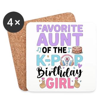 Tante préférée de la fille d’anniversaire de la K-Pop - Dessous de verre (lot de 4) - blanc - Devant