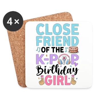 Amie proche de la fille d’anniversaire de la K-Pop - Dessous de verre (lot de 4) - blanc - Devant