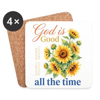 God Is Good All The Time Christian Sunflower - Coasters (set of 4) - white - Front