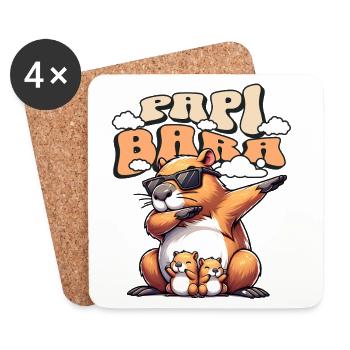 Vater Papa Capybara - Untersetzer (4er-Set) - Weiß - Vorne