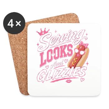 Glizzy Fan Hot Dog Sausage Enthusiast - Coasters (set of 4) - white - Front