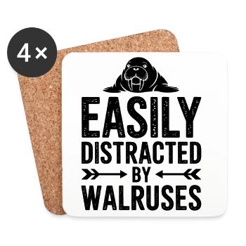 Walross Sprüche Walross Lustiges Walross Geschenk  - Untersetzer (4er-Set) - Weiß - Vorne