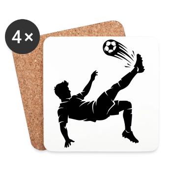 Silhouette de ballon de football en hauteur - Dessous de verre (lot de 4) - blanc - Devant