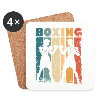 Boxen Grafik Retro-Stil Für Boxer Und Trainer - Untersetzer (4er-Set) - Weiß - Vorne