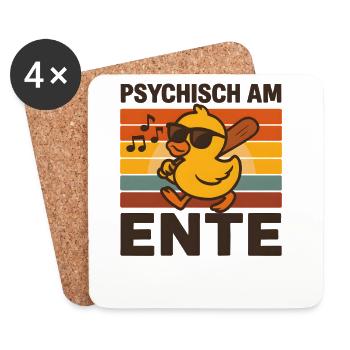 Psychisch Am Ente Lustiger Spruch Humor  - Untersetzer (4er-Set) - Weiß - Vorne