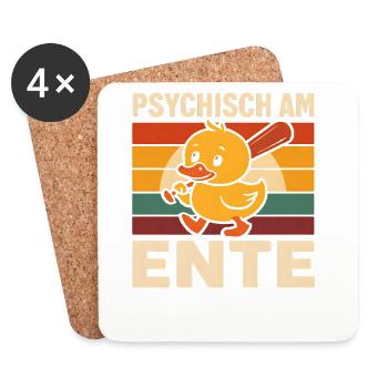 Psychisch Am Ente Lustiger Spruch Humor  - Untersetzer (4er-Set) - Weiß - Vorne