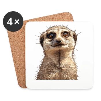Meerkat Erdmännchen - Untersetzer (4er-Set) - Weiß - Vorne