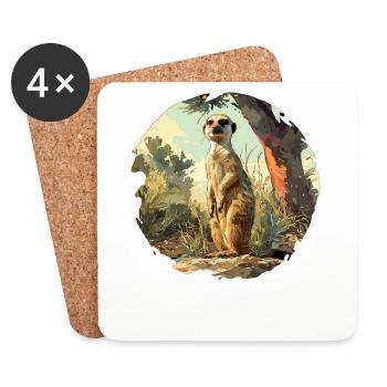 Meerkat Erdmännchen - Untersetzer (4er-Set) - Weiß - Vorne