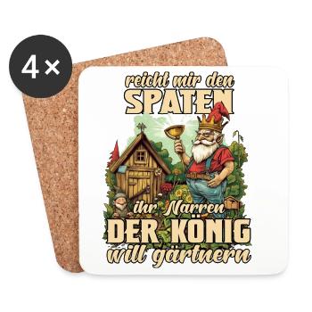 König des Schrebergartens Gartenzwerg Kleingarten  - Untersetzer (4er-Set) - Weiß - Vorne