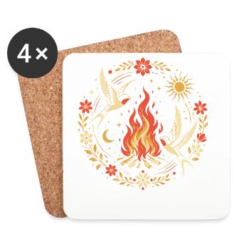 Feu de joie de l’Hirondelle de Kupala - Dessous de verre (lot de 4) - blanc - Devant