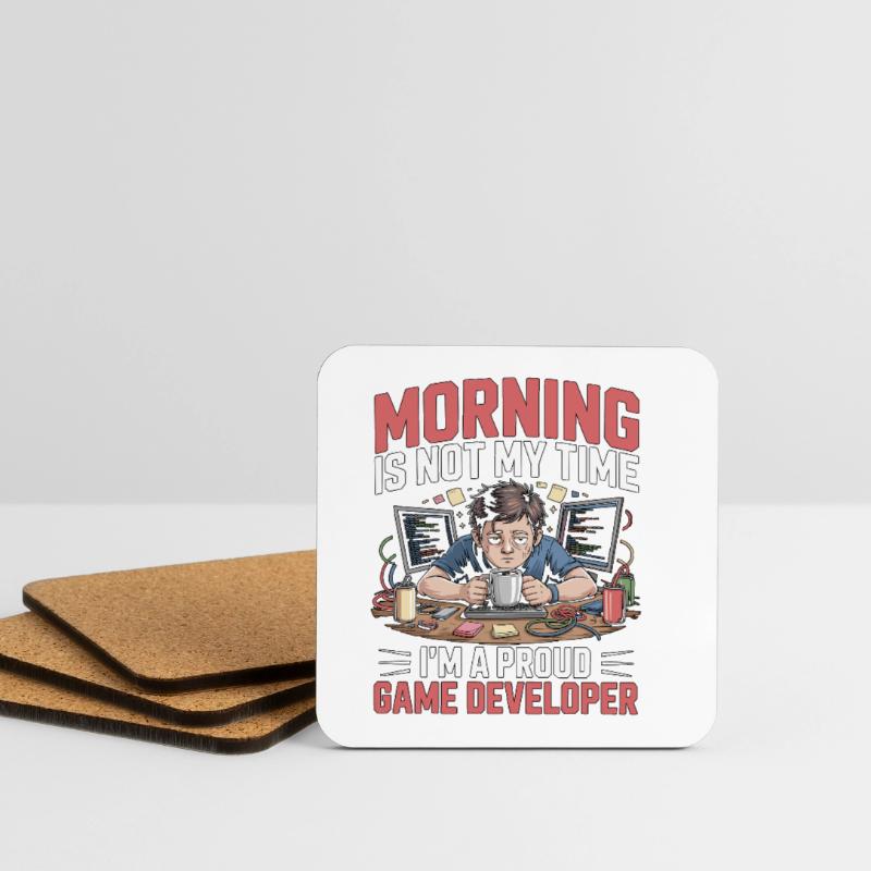 Game Developer Morning Is Not My Time Game Coder Untersetzer (4er-Set)