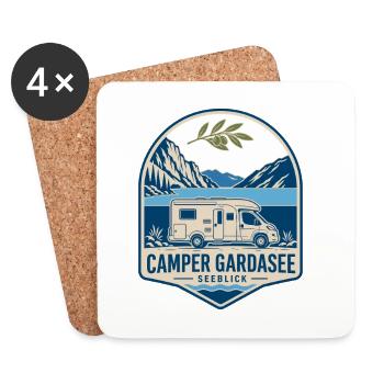 Camper Gardasee Seeblick, Lake Garda Camping Trip - Untersetzer (4er-Set) - Weiß - Vorne
