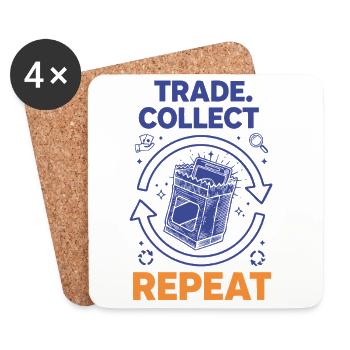 Trade Collect Repeat Trading Card Collector - Coasters (set of 4) - white - Front