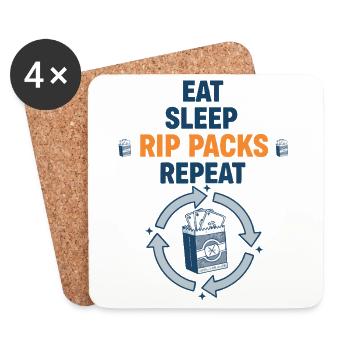 Eat Sleep Rip Packs Repeat-Sammelkarten-Booster - Untersetzer (4er-Set) - Weiß - Vorne