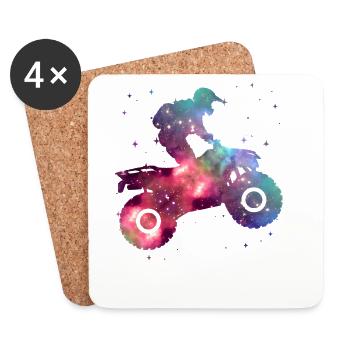 Quad ATV Weltraum Quadfahrer Kinder Herren Jungen  - Untersetzer (4er-Set) - Weiß - Vorne