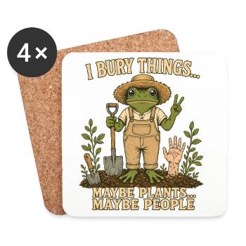 Gärtner Frosch Schwarzer Humor Shirt - Untersetzer (4er-Set) - Weiß - Vorne