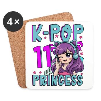 Princesse K-Pop Anniversaire de 11 ans - Dessous de verre (lot de 4) - blanc - Devant