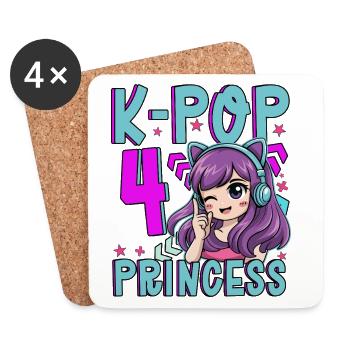 Princesse K-Pop Anniversaire de 4 ans - Dessous de verre (lot de 4) - blanc - Devant