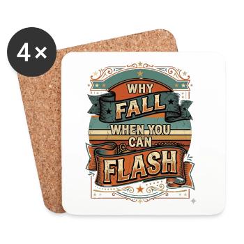 Boulderer : Pourquoi tomber quand on peut flasher - Dessous de verre (lot de 4) - blanc - Devant