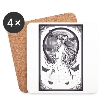 Moonborn motif with moon silhouette - Coasters (set of 4) - white - Front