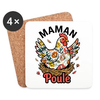 Maman Poule Motif Floral Fête Des Mères - Dessous de verre (lot de 4) - blanc - Devant