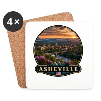 Asheville USA Voyage Vacances Art de la nature - Dessous de verre (lot de 4) - blanc - Devant