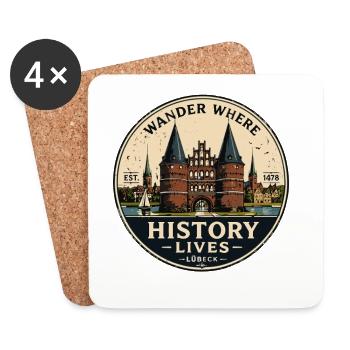  Wander Where History Lives Lübeck Holstentor - Untersetzer (4er-Set) - Weiß - Vorne