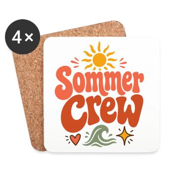 Sommer Crew Retro Sonne und Wellen Vibes - Untersetzer (4er-Set) - Weiß - Vorne