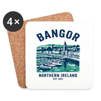 Bord de mer du port de la marina d’Irlande du Nord de Bangor - Dessous de verre (lot de 4) - blanc - Devant