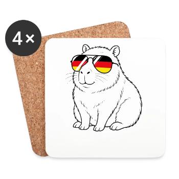  Deutsche flagge Capybara deutsch Deutschland - Untersetzer (4er-Set) - Weiß - Vorne