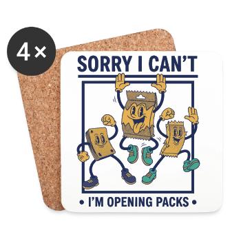 Désolé, je ne peux pas, j’ouvre les packs de cartes booster pack - Dessous de verre (lot de 4) - blanc - Devant