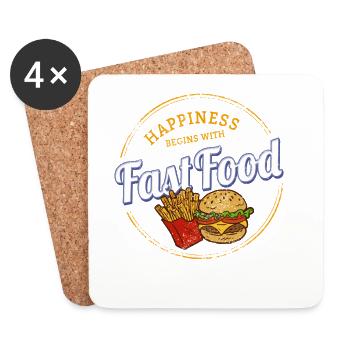 Fast food, frites rétro, snack, burger vintage - Dessous de verre (lot de 4) - blanc - Devant