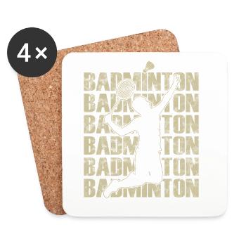 Joueur de badminton de style rétro - Dessous de verre (lot de 4) - blanc - Devant