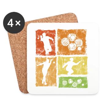 Bocce and Petanque Player Graphic Vintage Style - Coasters (set of 4) - white - Front
