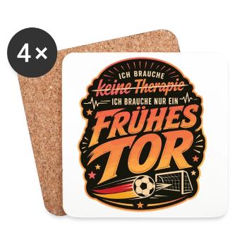 Frühes Tor statt Fußballtherapie - Untersetzer (4er-Set) - Weiß - Vorne