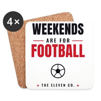 Weekends Are For Football — Bold Typography - Coasters (set of 4) - white - Front
